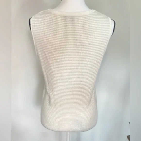 Brooks Brothers Shell Tank Sweater Womens Large Ivory Gray Metallic Linen Blend - Picture 3 of 14